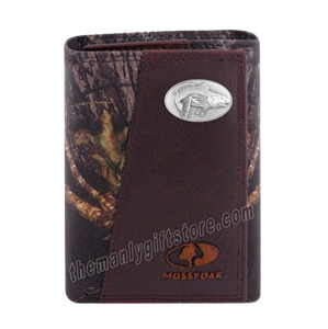 Saltwater Redfish Mossy Oak Camo Zep Pro Trifold Leather Wallet