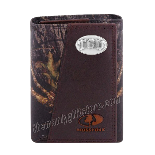 Texas Christian University TCU Mossy Oak Camo Zep Pro Trifold Leather Wallet