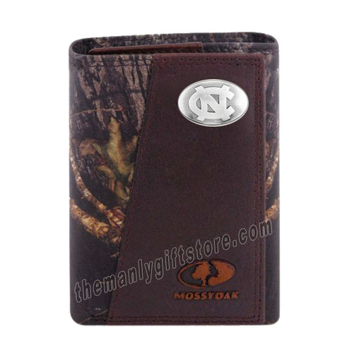 UNC North Carolina Tar Heels Mossy Oak Camo Zep Pro Trifold Leather Wallet
