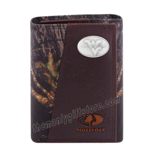 West Virginia Mossy Oak Camo Zep Pro Trifold Leather Wallet