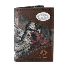 Load image into Gallery viewer, Arkansas Razorback Tide Mossy Oak Camo Trifold Wallet