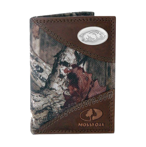 Arkansas Razorback Tide Mossy Oak Camo Trifold Wallet