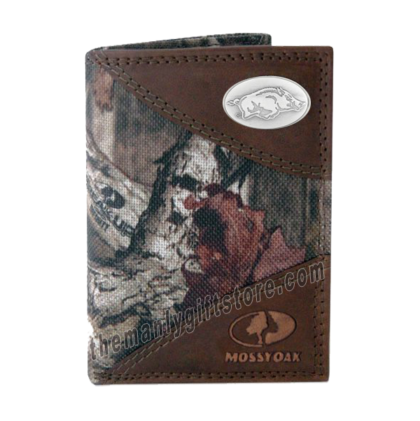 Arkansas Razorback Tide Mossy Oak Camo Trifold Wallet