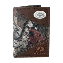 Load image into Gallery viewer, Mississippi State Bulldogs Mossy Oak Camo Trifold Wallet