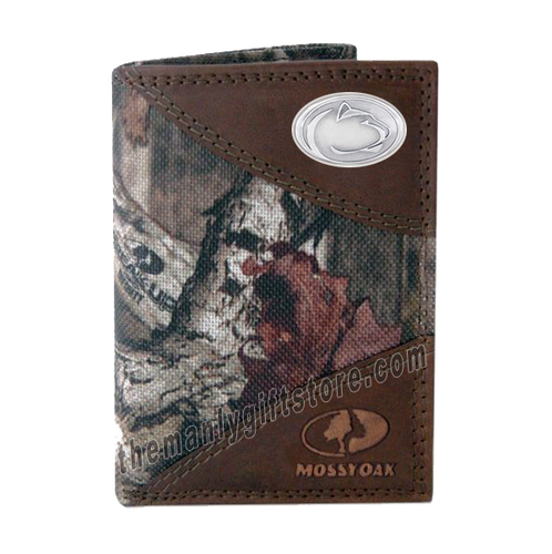 Penn State Nittany Lion Mossy Oak Camo Trifold Nylon Wallet