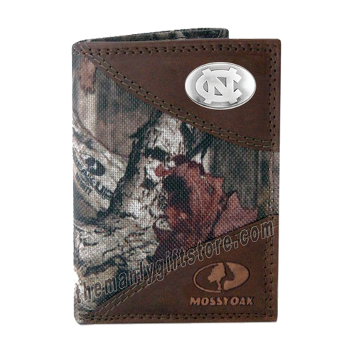 UNC North Carolina Tar Heels Mossy Oak Camo Trifold Wallet