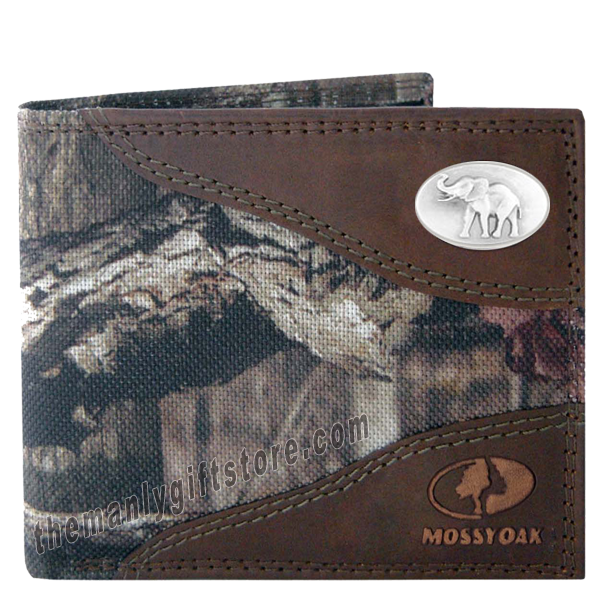 Elephant Alabama Mossy Oak Camo Bifold Wallet