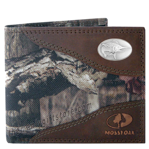 Marlin Saltwater Fish Mossy Oak Camo Bifold Wallet