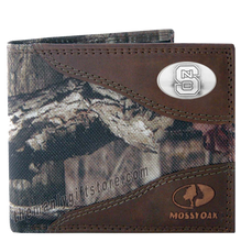 Load image into Gallery viewer, North Carolina State Mossy Oak Camo Bifold Wallet