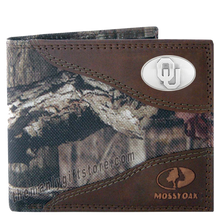 Load image into Gallery viewer, Oklahoma Sooners Mossy Oak Camo Bifold Wallet