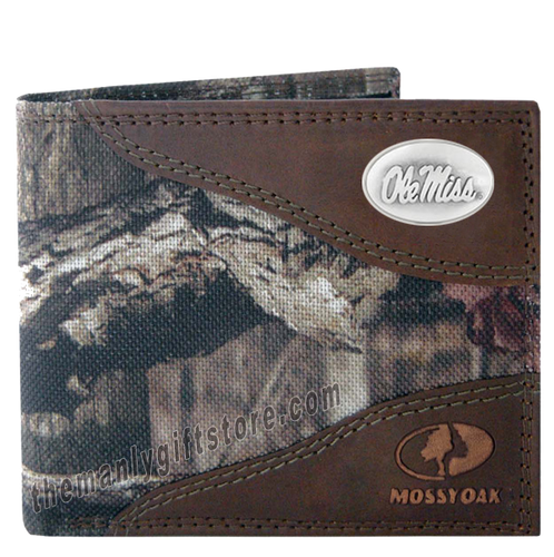 Ole Miss Rebels Mossy Oak Camo Bifold Wallet