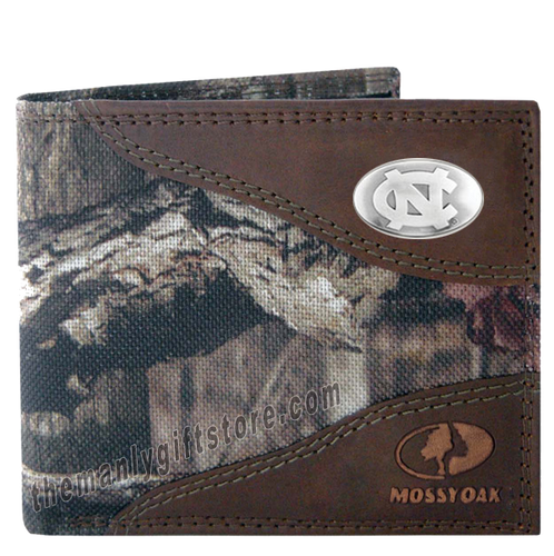 UNC North Carolina Tar Heels Mossy Oak Camo Bifold Wallet