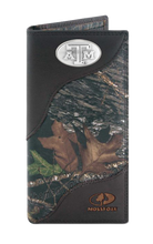 Load image into Gallery viewer, Texas A&amp;M Aggies Mossy Oak Camo Zep Pro Leather Roper Wallet