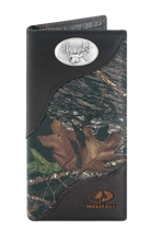 Load image into Gallery viewer, Buck Deer Mossy Oak Camo Zep Pro Leather Roper Wallet