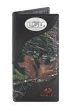 Load image into Gallery viewer, Louisiana State University LSU Mossy Oak Camo Zep Pro Leather Roper Wallet
