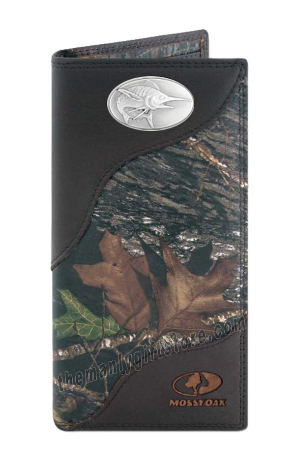 Marlin Saltwater Fish Mossy Oak Camo Zep Pro Leather Roper Wallet