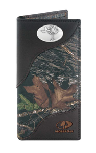 South Carolina Palmetto Tree Mossy Oak Camo Zep Pro Leather Roper Wallet