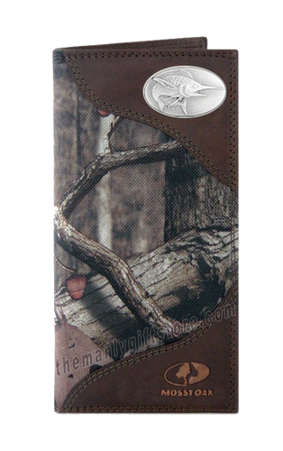 Marlin Saltwater Fish Roper Mossy Oak Camo Wallet