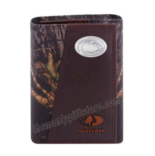 Penn State Nittany Lion Mossy Oak Camo Zep Pro Trifold Leather Wallet