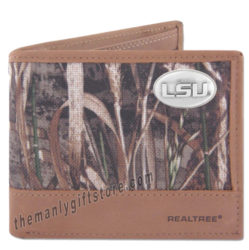 Louisiana State University LSU Zep Pro Bifold Wallet REALTREE MAX-5 Camo