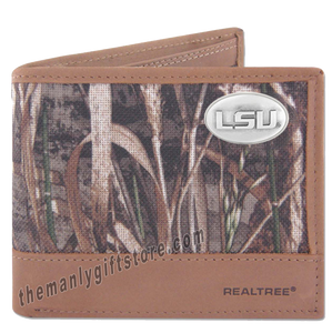Louisiana State University LSU Zep Pro Bifold Wallet REALTREE MAX-5 Camo