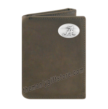 Load image into Gallery viewer, Alabama Crimson Tide Crazy Horse Genuine Leather Trifold Wallet
