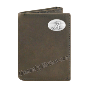 Alabama Crimson Tide Crazy Horse Genuine Leather Trifold Wallet