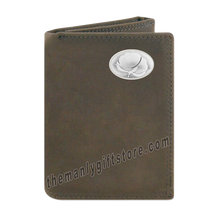 Load image into Gallery viewer, Cotton Logo Crazy Horse Genuine Leather Trifold Wallet