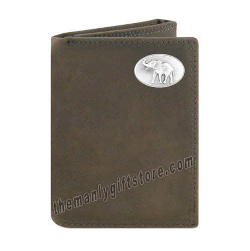 Elephant Alabama  Crazy Horse Leather Trifold Wallet