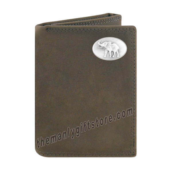 Elephant Alabama  Crazy Horse Leather Trifold Wallet