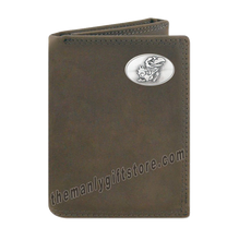 Load image into Gallery viewer, Kansas Jayhawks Crazy Horse Genuine Leather Trifold Wallet