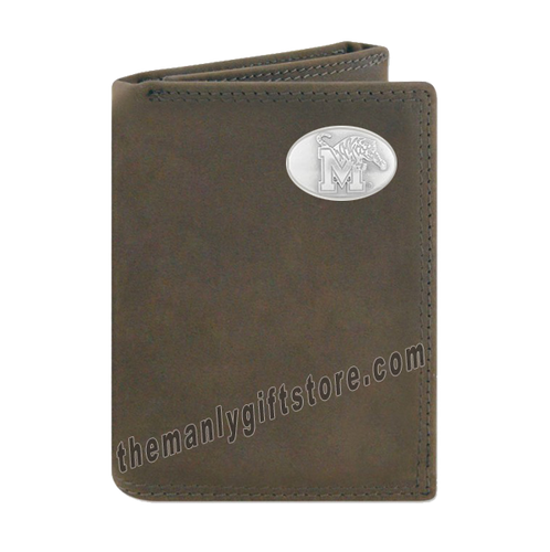 Memphis Tigers Crazy Horse Genuine Leather Trifold Wallet