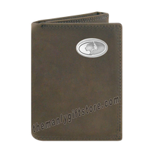 Load image into Gallery viewer, Mossy Oak Logo Crazy Horse Genuine Leather Trifold Wallet