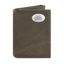 Load image into Gallery viewer, Ohio State Buckeyes Crazy Horse Genuine Leather Trifold Wallet