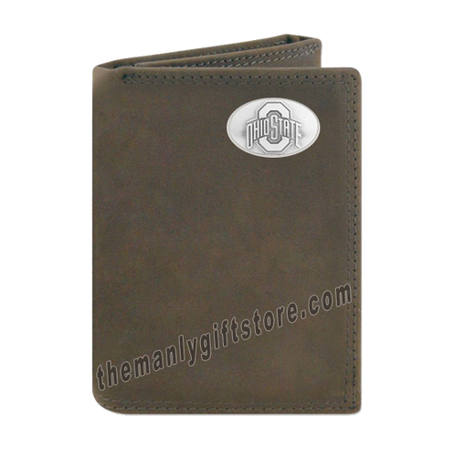 Ohio State Buckeyes Crazy Horse Genuine Leather Trifold Wallet