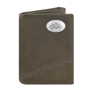 Ohio State Buckeyes Crazy Horse Genuine Leather Trifold Wallet