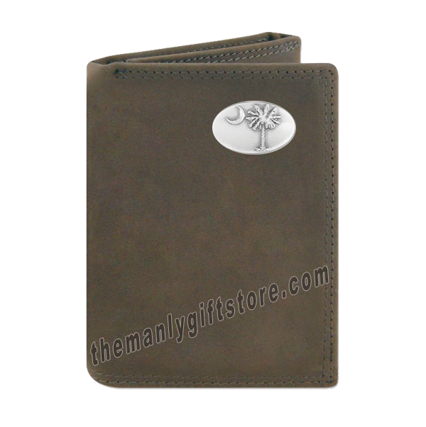 South Carolina Palmetto Crazy Horse Leather Trifold Wallet