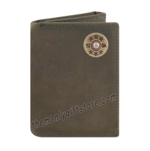 Load image into Gallery viewer, Shotgun Shell  Crazy Horse Genuine Leather Trifold Wallet