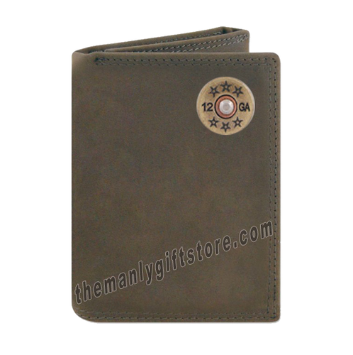 Shotgun Shell  Crazy Horse Genuine Leather Trifold Wallet