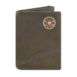 Shotgun Shell  Crazy Horse Genuine Leather Trifold Wallet