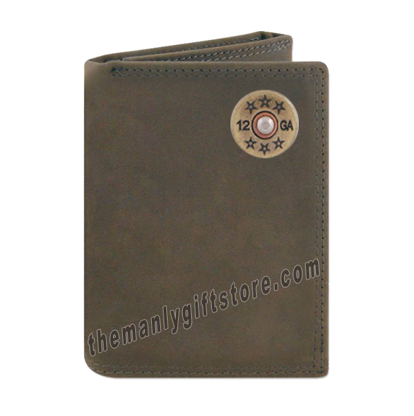 Shotgun Shell  Crazy Horse Genuine Leather Trifold Wallet