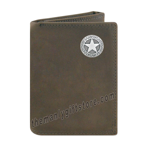 Texas Star Crazy Horse Genuine Leather Trifold Wallet