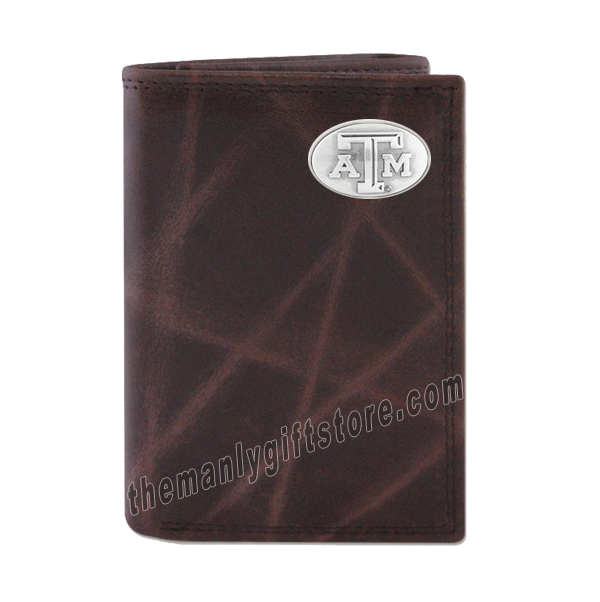 Texas A&M Aggies Wrinkle Zep Pro Leather Trifold Wallet