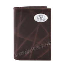Load image into Gallery viewer, Auburn Tigers Wrinkle Zep Pro Leather Trifold Wallet