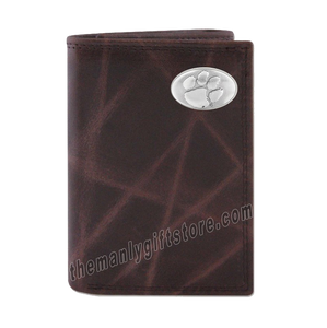 Clemson Tigers Wrinkle Zep Pro Leather Trifold Wallet