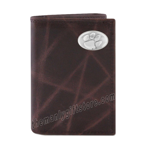 Clemson Tigers Wrinkle Zep Pro Leather Trifold Wallet