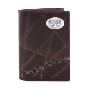 Buck Deer Wrinkle Zep Pro Leather Trifold Wallet