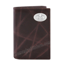 Load image into Gallery viewer, New Orleans Fleur De Lis Wrinkle Zep Pro Leather Trifold Wallet