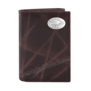 Marlin Saltwater Fish Wrinkle Zep Pro Leather Trifold Wallet