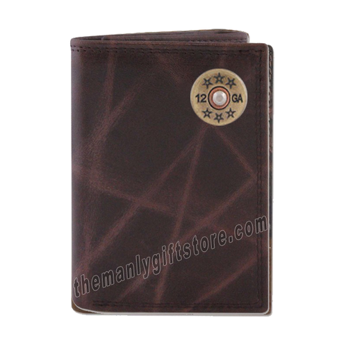 Shotgun Shell Wrinkle Zep Pro Leather Trifold Wallet